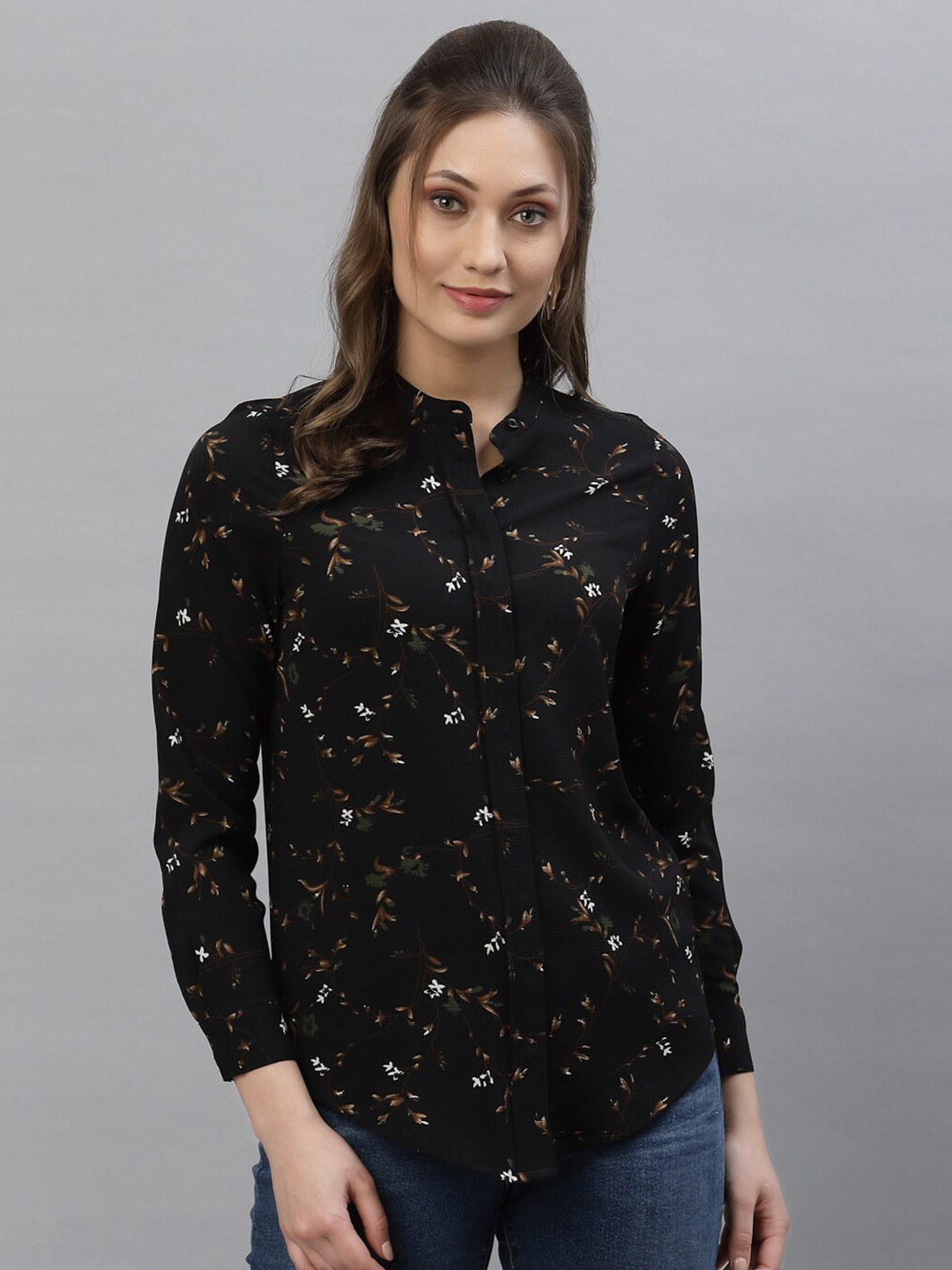 

Mode by Red Tape Women Black Floral Print Tunic
