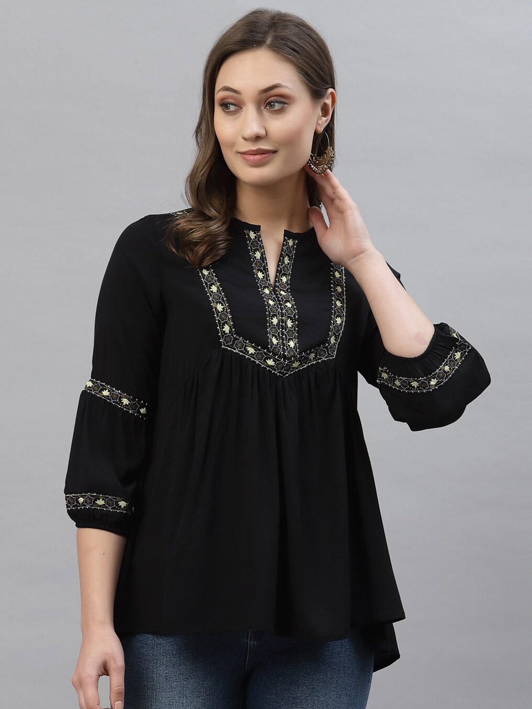 

Mode by Red Tape Black Viscose Rayon Tunic