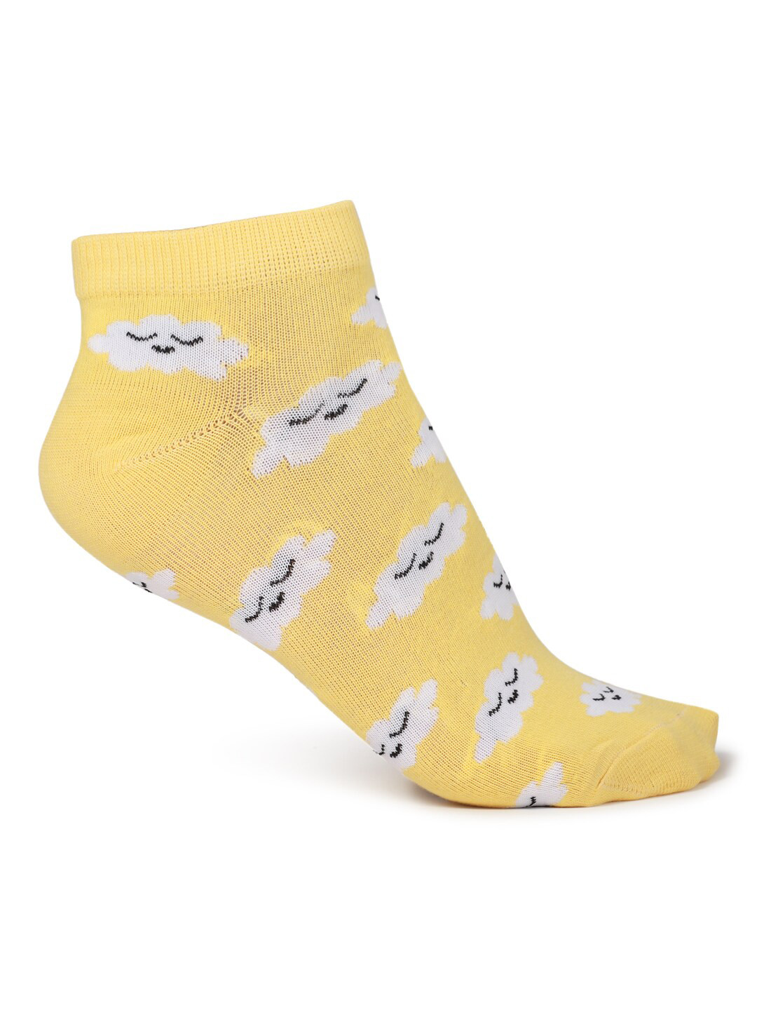 

FOREVER 21 Women Yellow & White Patterned Ankle-Length Socks