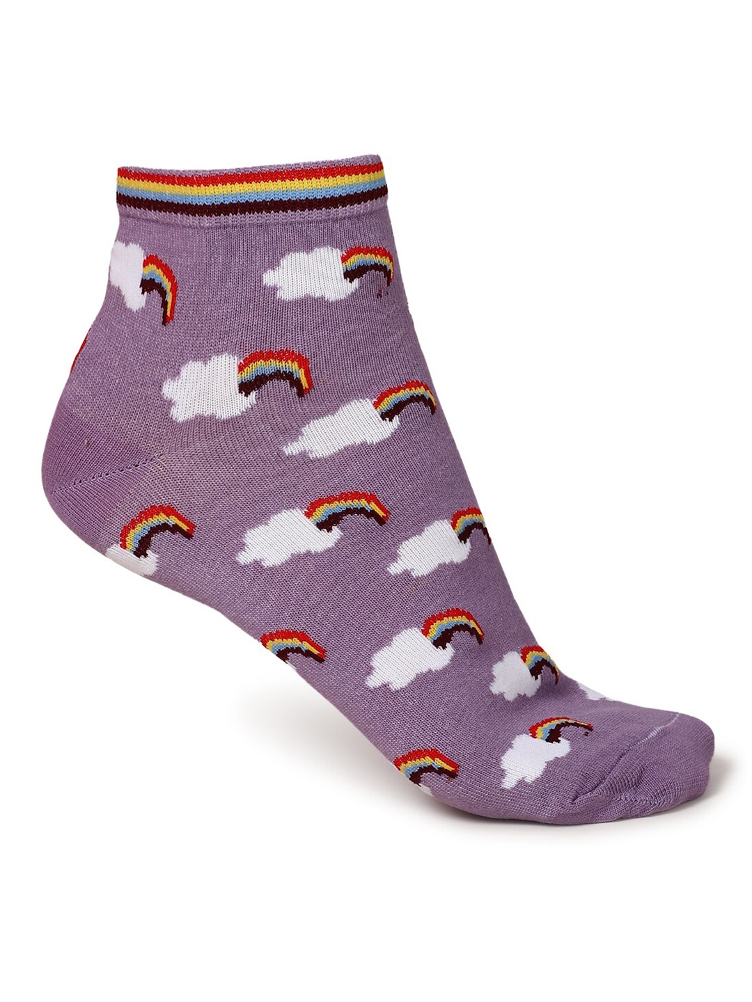 

FOREVER 21 Women Purple & White Printed Ankle-Length Socks