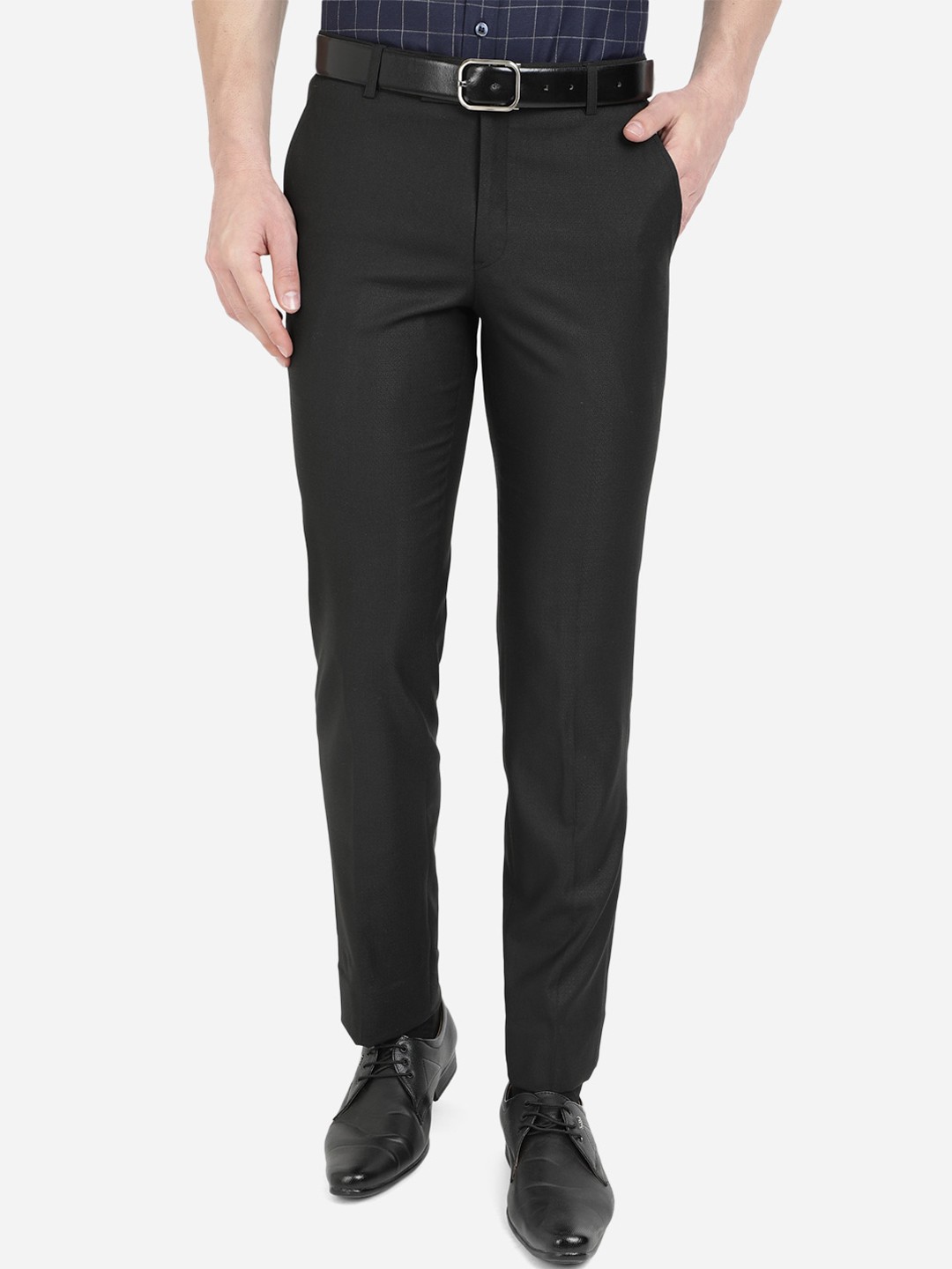 

Greenfibre Men Black Slim Fit Easy Wash Formal Trouser