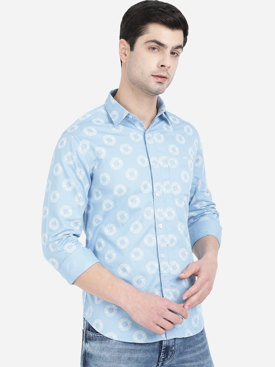 

Greenfibre Men Blue Slim Fit Printed Casual Shirt