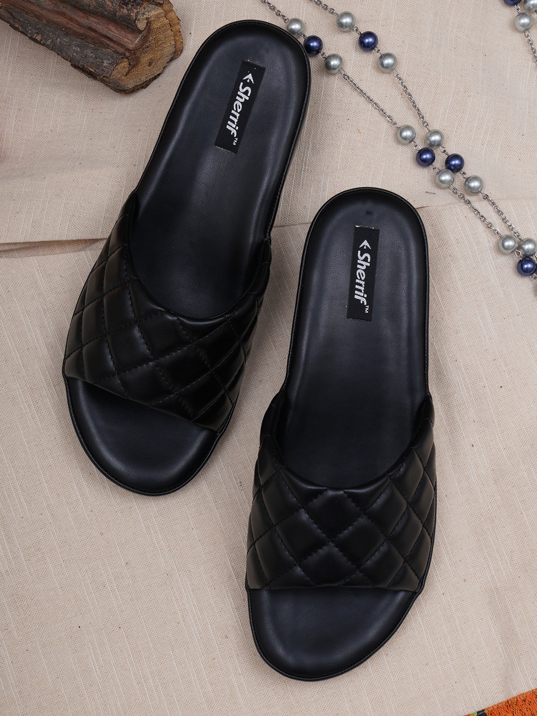

Sherrif Shoes Black Textured Casual Flatform Heels