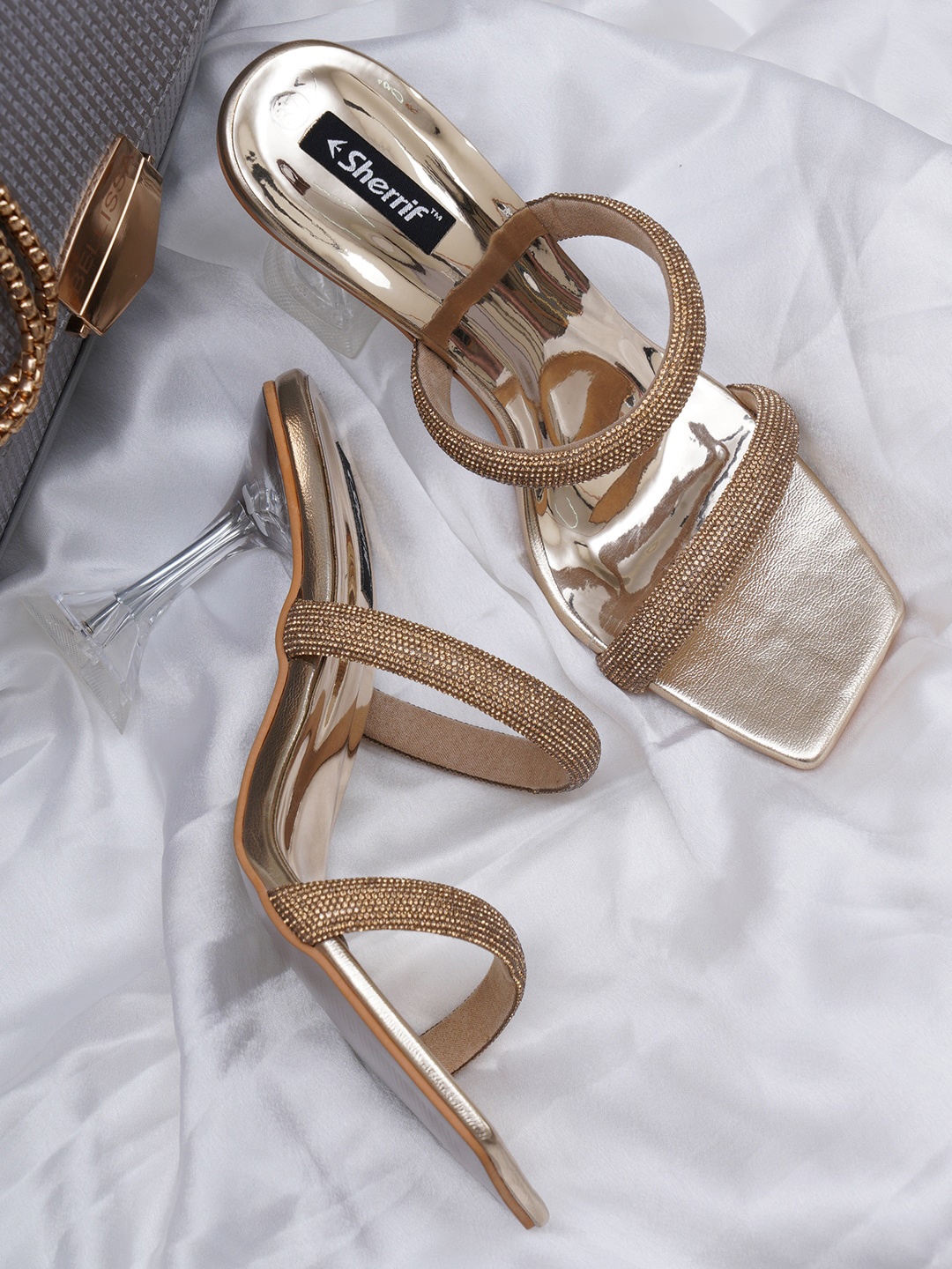 

Sherrif Shoes Gold-Toned Embellished Sandals