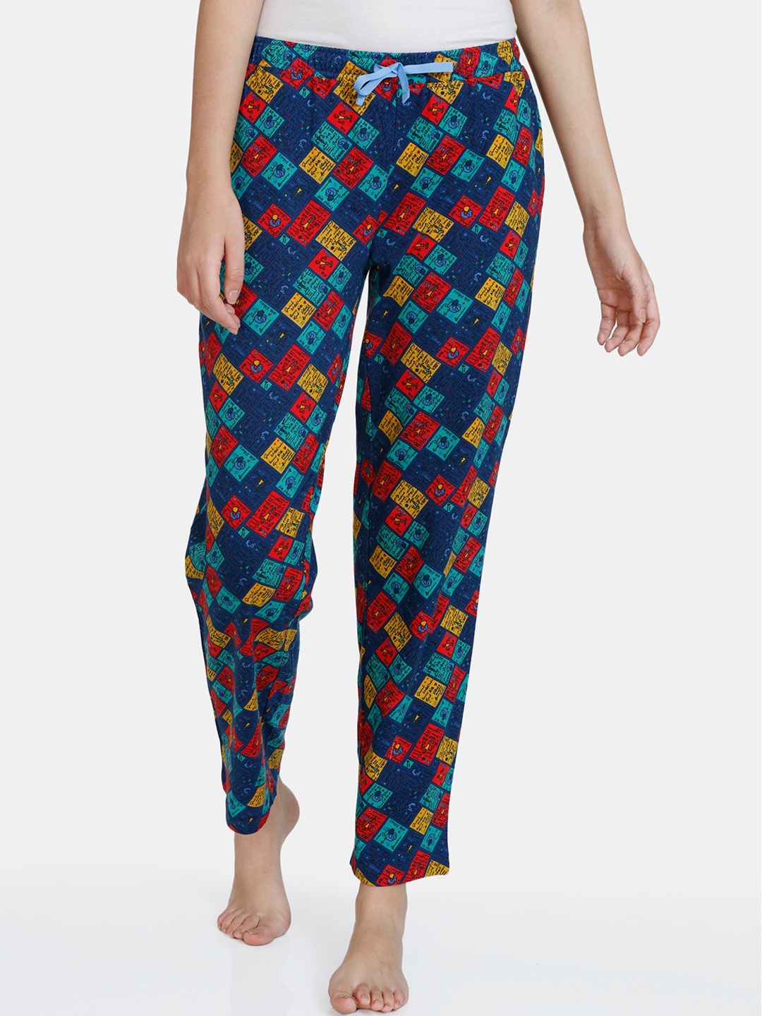 

Zivame Blue Printed Pure Cotton Lounge Pants