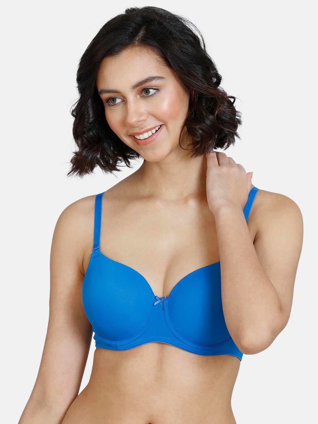

Zivame Blue Solid Underwired Half Coverage T-shirt Bra