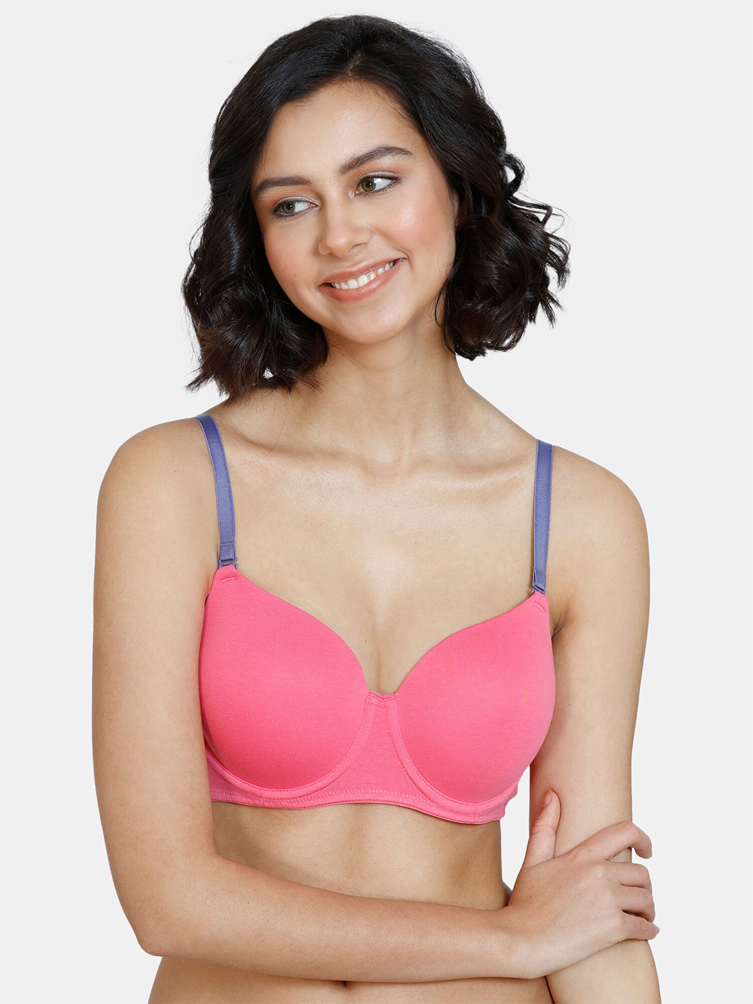 

Zivame Pink Bra Underwired Lightly Padded