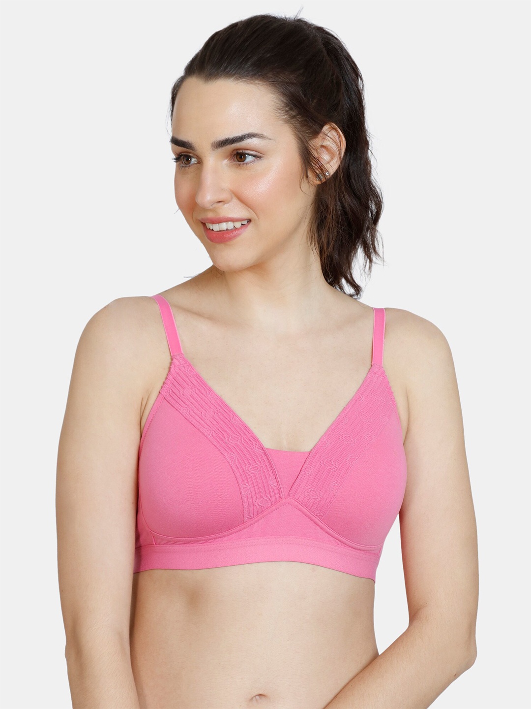 

Zivame Pink Solid Non Wired Medium Coverage T-shirt Bra