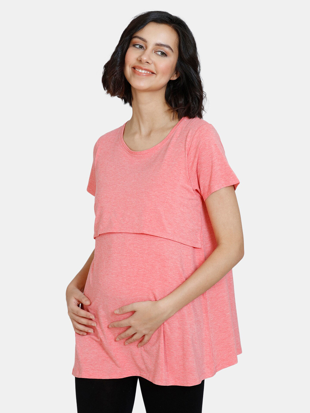 

Zivame Pink Maternity Longline Top