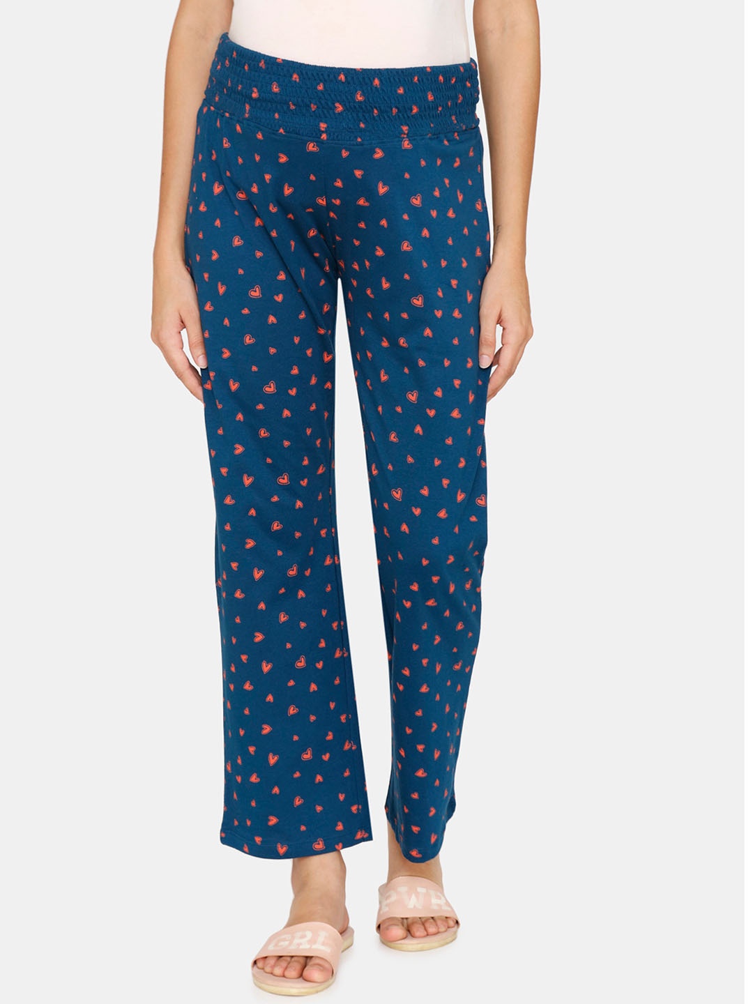 

Zivame Women Maternity Blue & Red Printed Cotton Lounge Pants