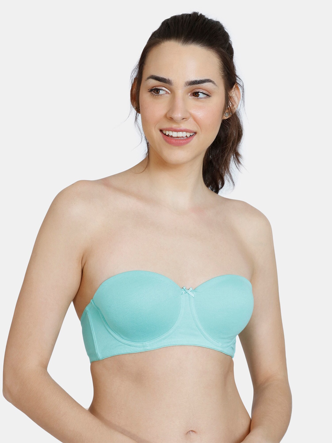 

Zivame Teal Blue Solid Underwired Half Coverage T-shirt Bra