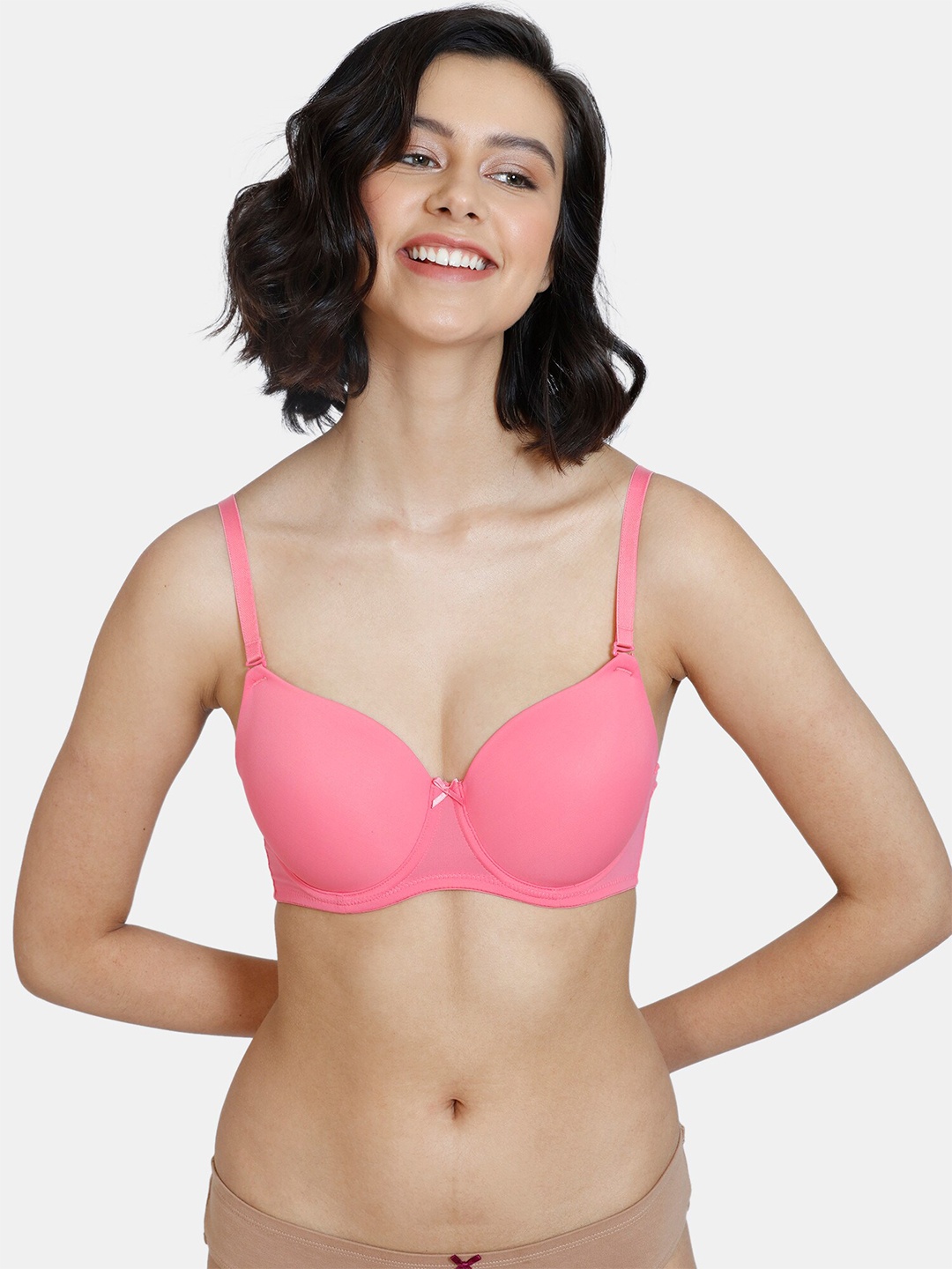 

Zivame Pink T-Shirt Bra - Underwired Lightly Padded
