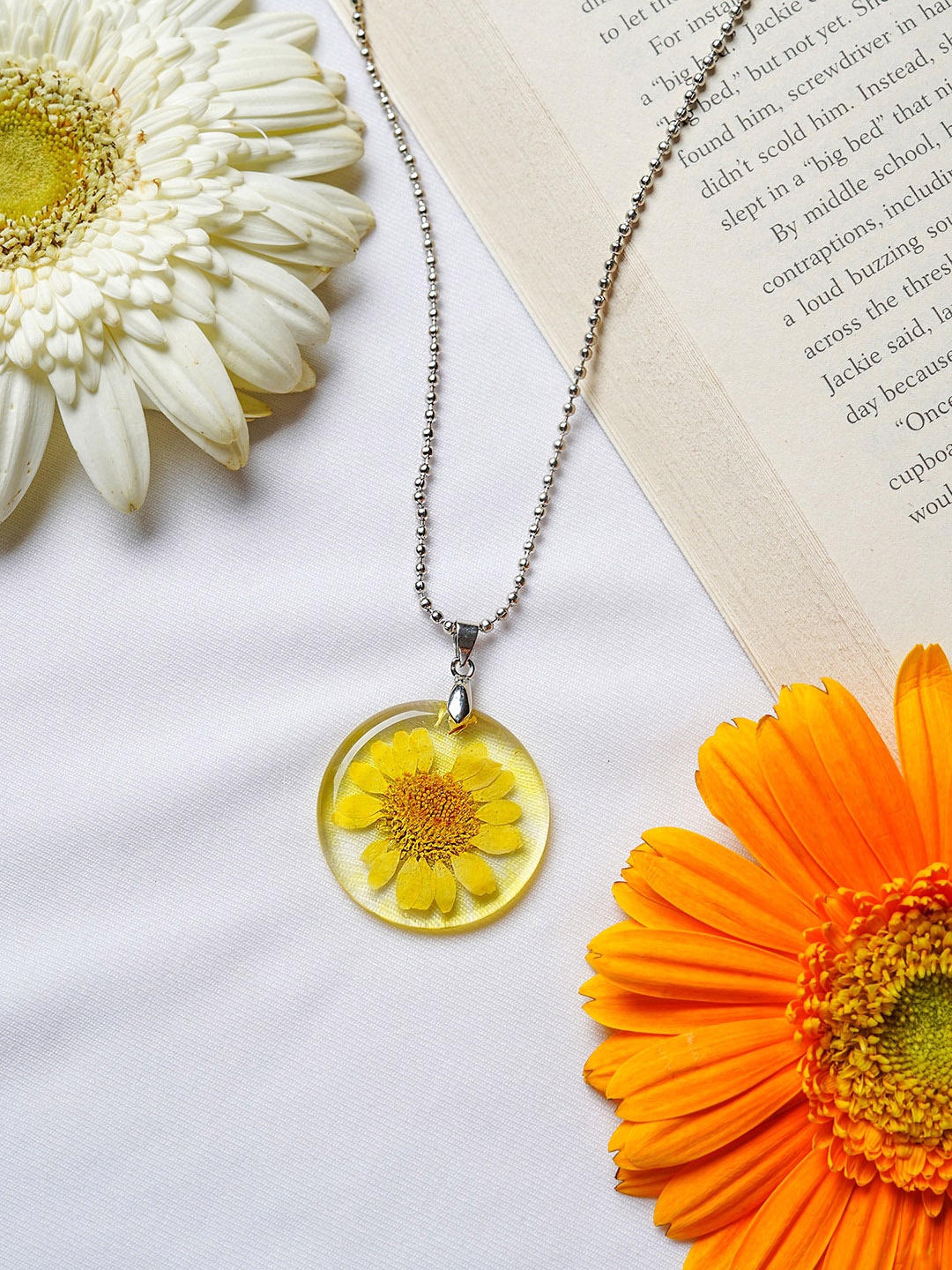 

BEWITCHED Silver-Toned Yellow Pendant With Chain