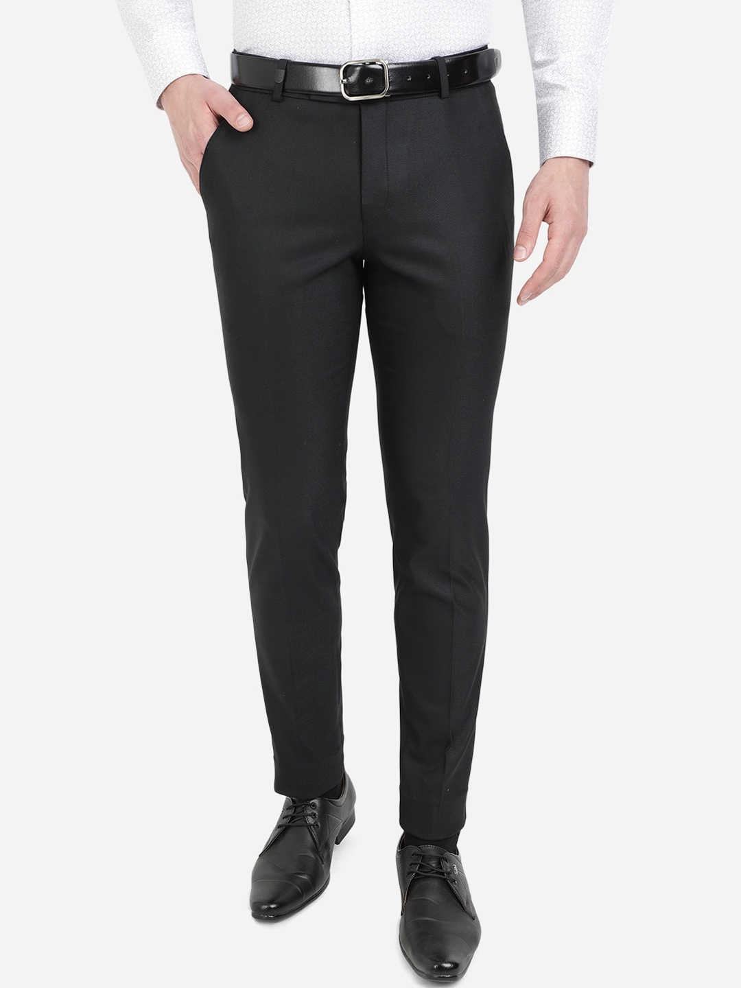 

JADE BLUE Men Black Slim Fit Easy Wash Formal Trousers