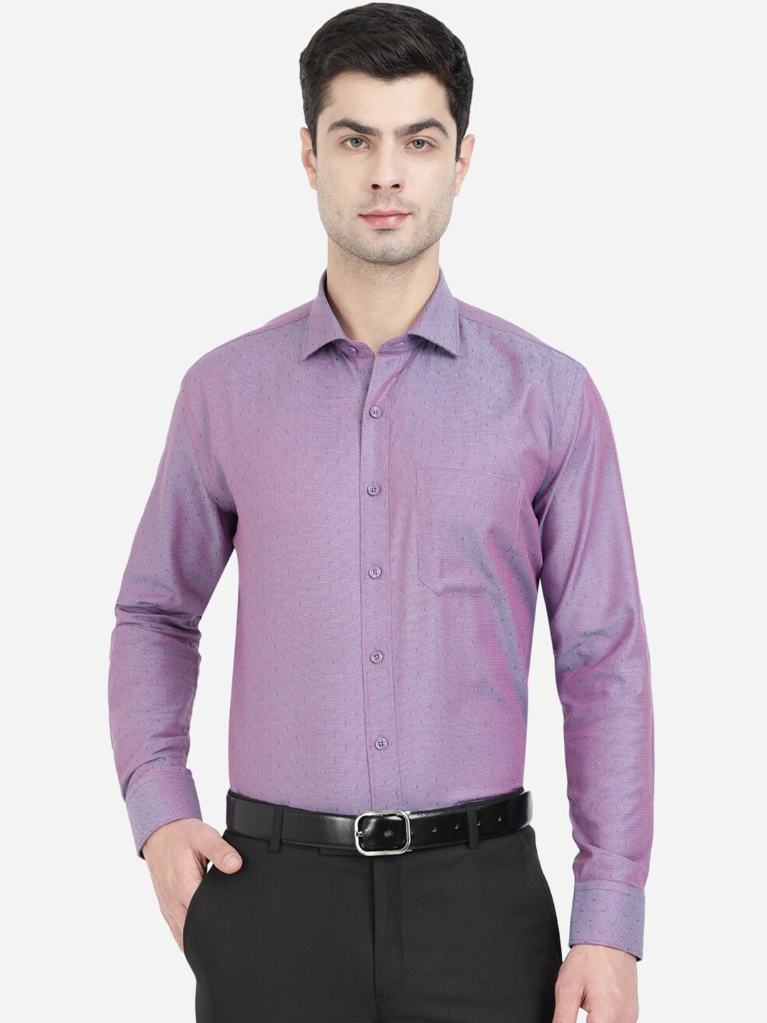 

JADE BLUE Men Purple Pure Cotton Formal Shirt