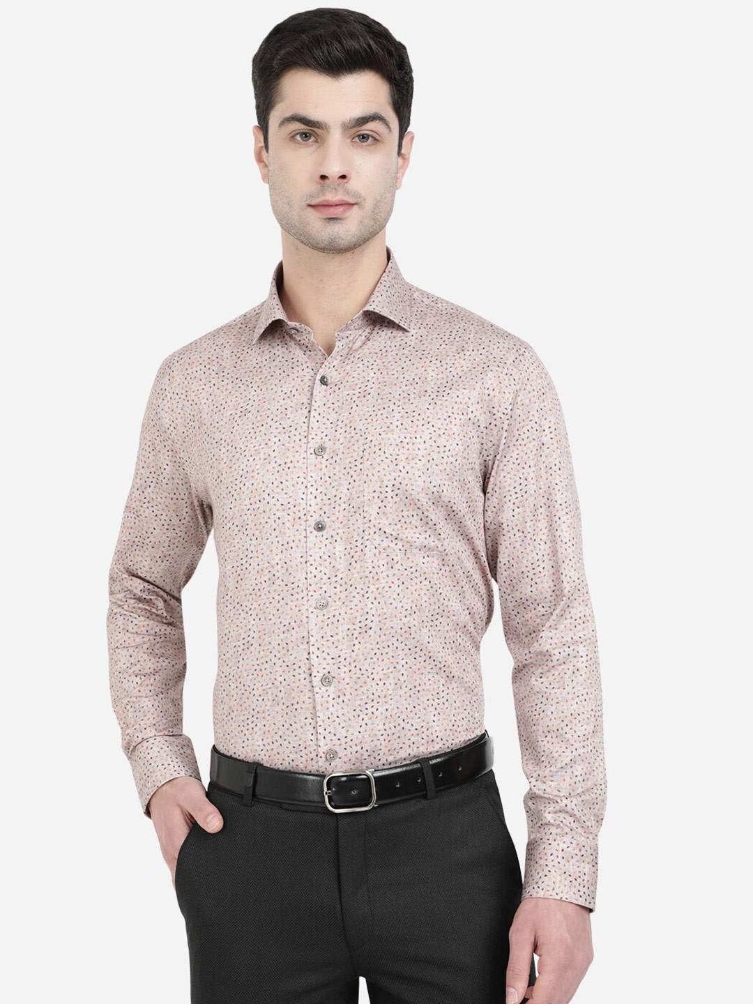 

JADE BLUE Men Grey Regular Fit Printed Cotton Formal Shirt