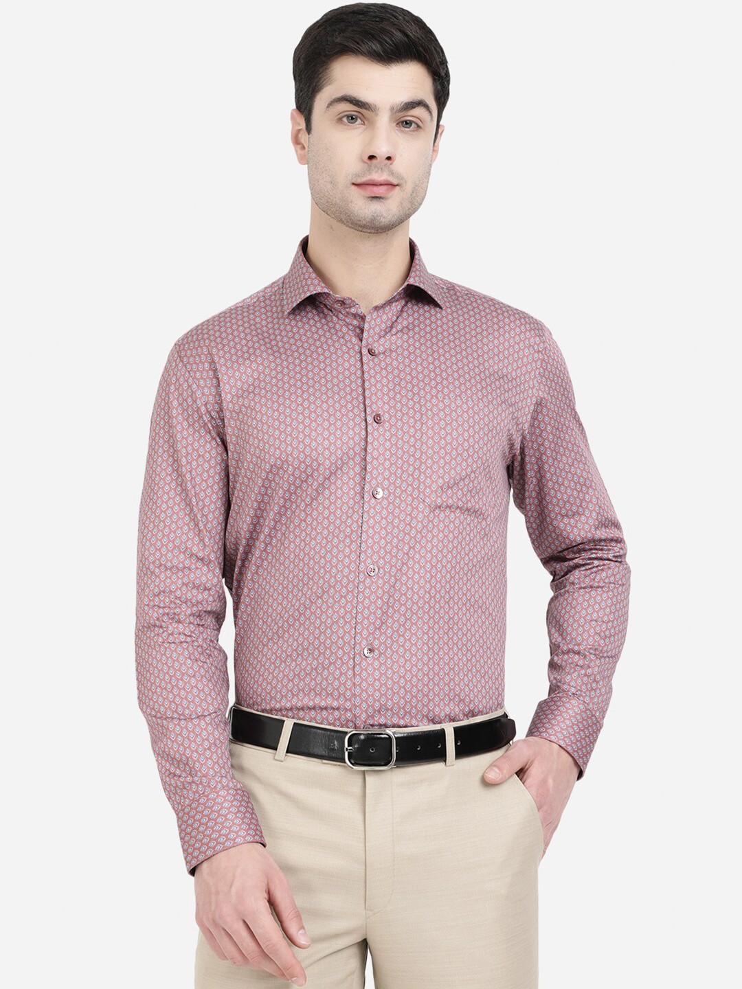 

JADE BLUE Men Mauve Opaque Printed Formal Shirt