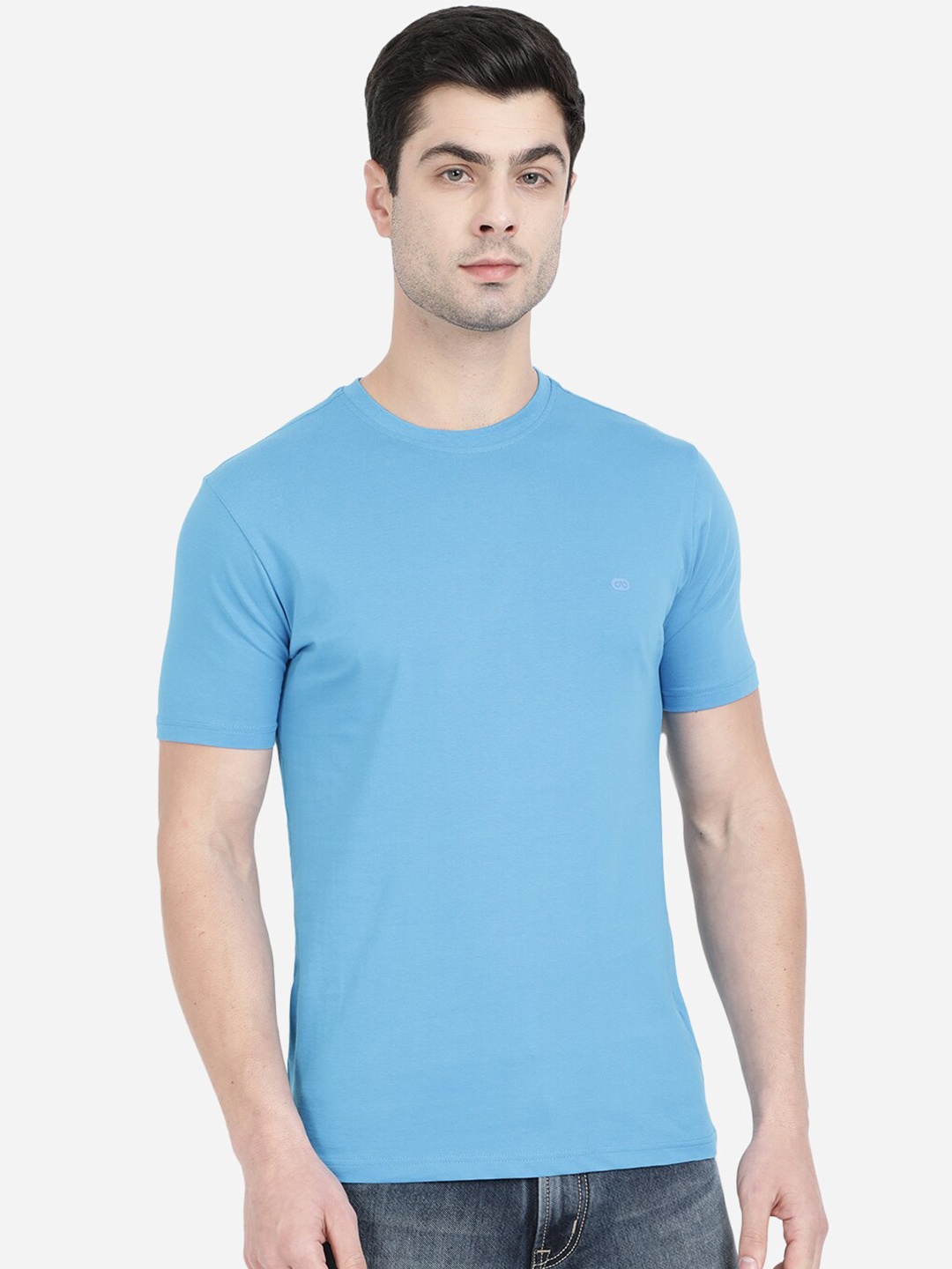 

JADE BLUE Men Blue Cotton Slim Fit T-shirt