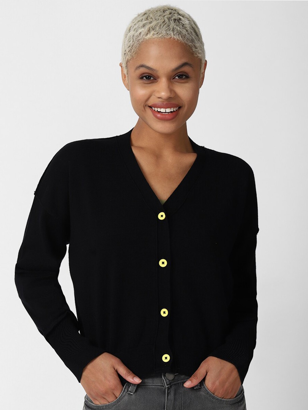 

FOREVER 21 Women Black Cardigan