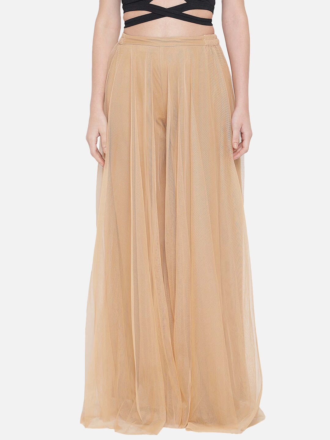 

Just Wow Women Beige Flared Fit Palazzos