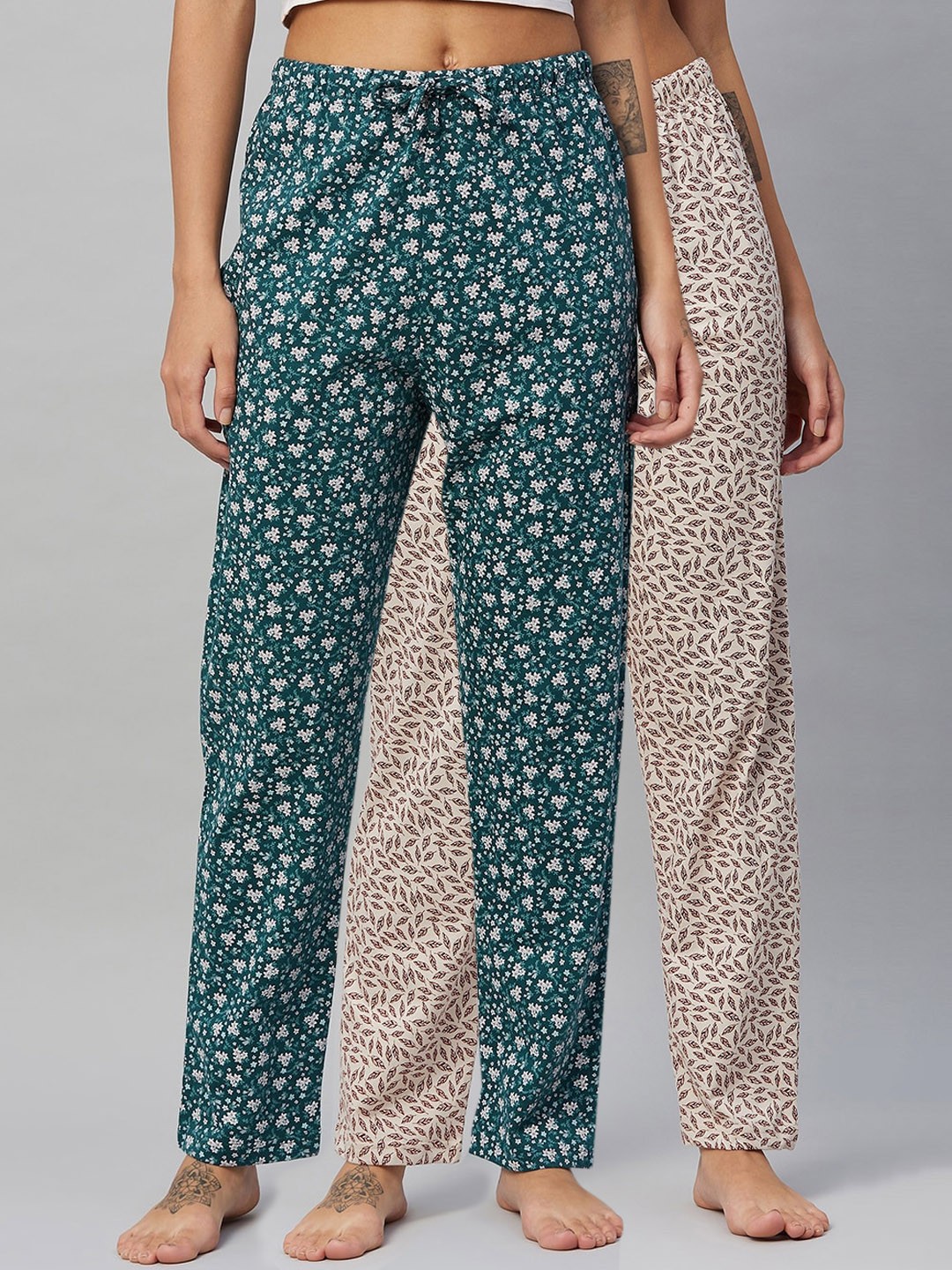 

C9 AIRWEAR Women Pack of 2 Printed Cotton Lounge Pants, Beige