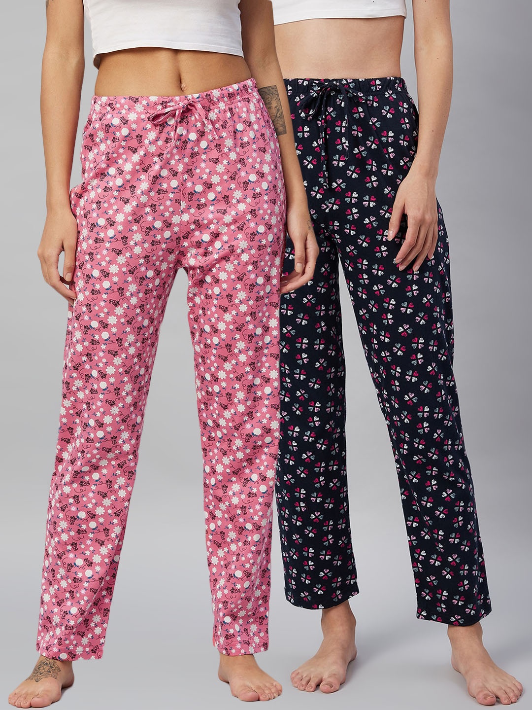 

C9 AIRWEAR Women Pack Of 2 Pure Cotton Lounge Pants, Pink