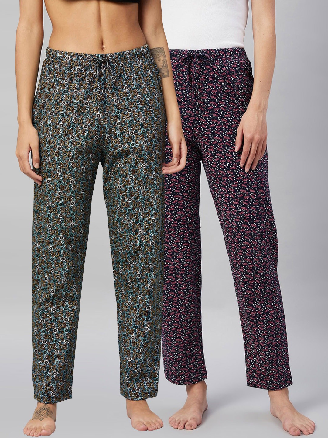 

C9 AIRWEAR Women Pack of 2 Printed Cotton Lounge Pants, Multi
