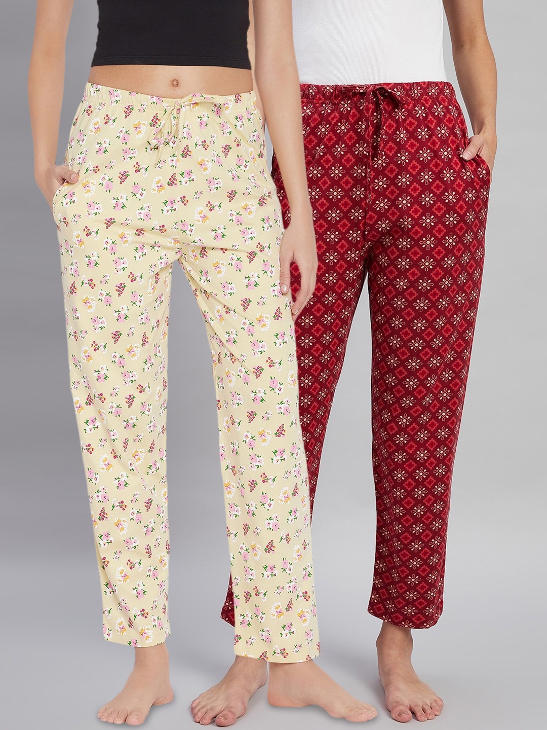 

C9 AIRWEAR Women Pack Of 2 Pure Cotton Lounge Pants, Maroon