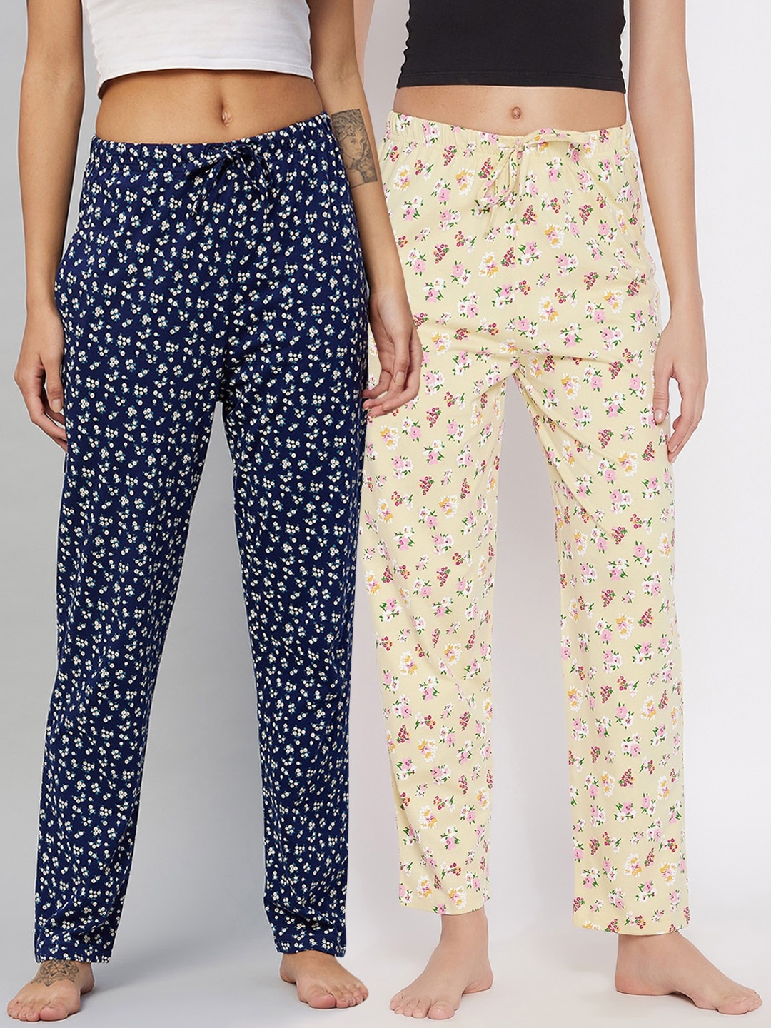 

C9 AIRWEAR Women Pack Of 2 Printed Cotton Lounge Pants, Blue