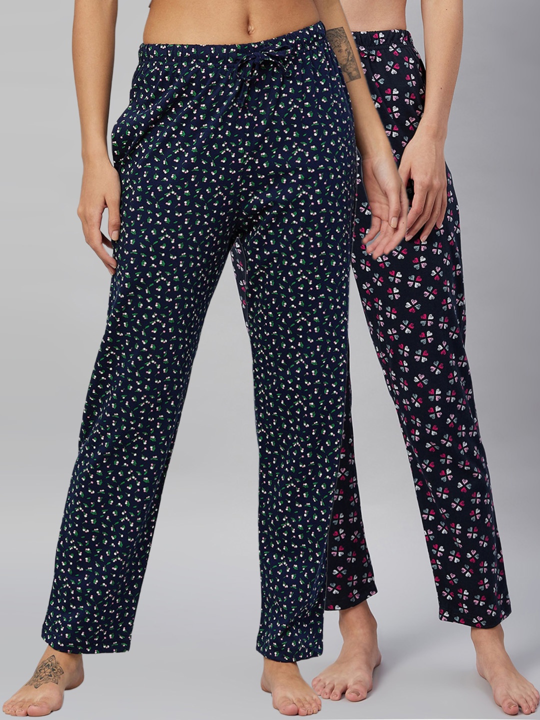 

C9 Airwear Women Pack of 2 Floral Print Relaxed Fit Cotton Lounge Pants, Multi