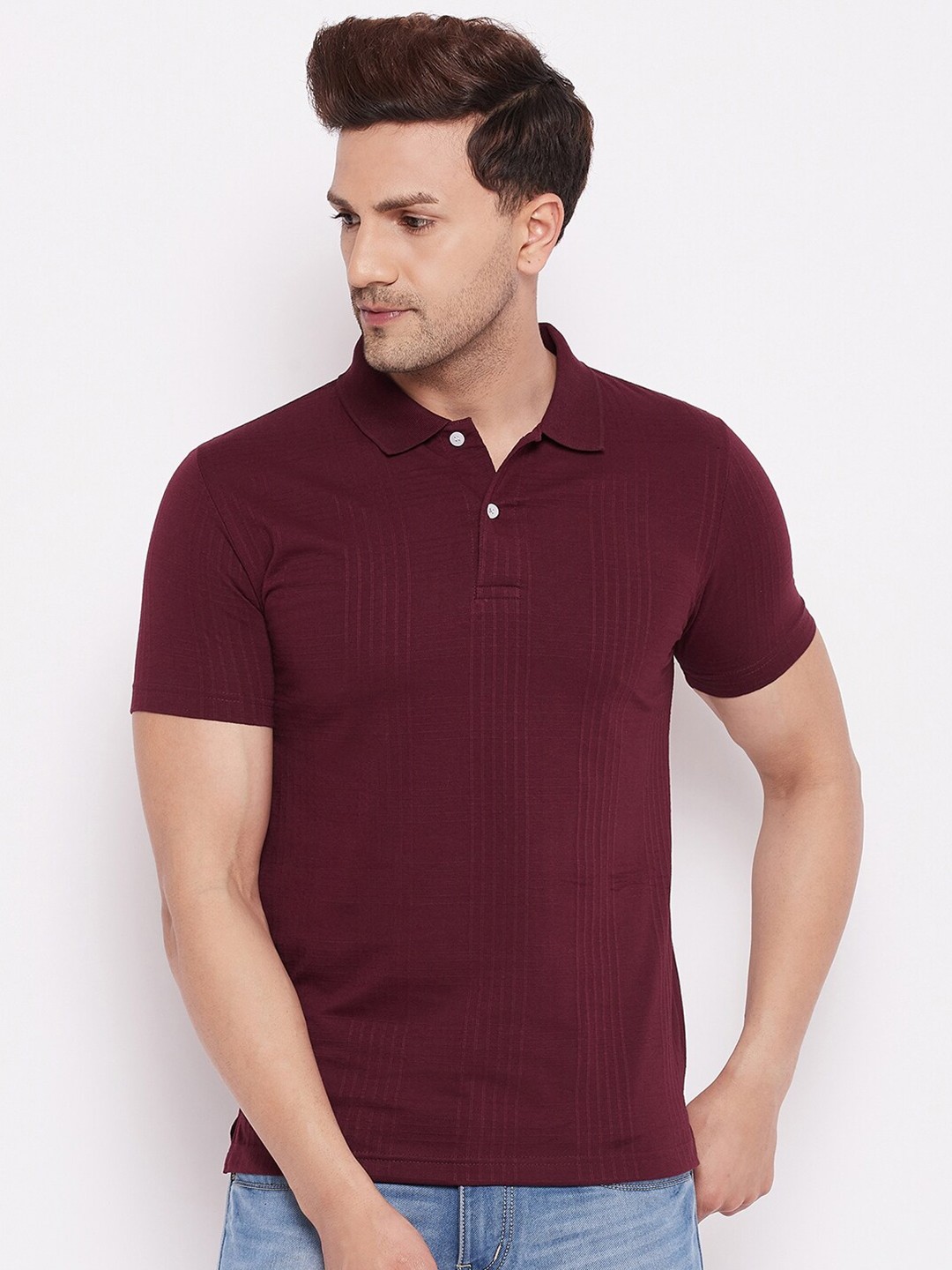 

FirstKrush Men Maroon Polo Collar T-shirt