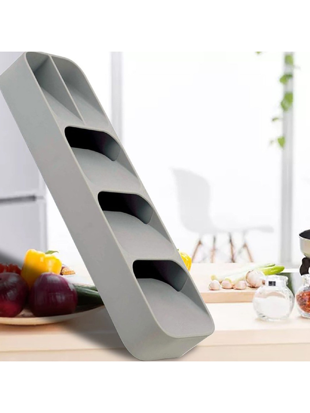 

MARKET99 Silver Solid Plastic Cutlery Organizer