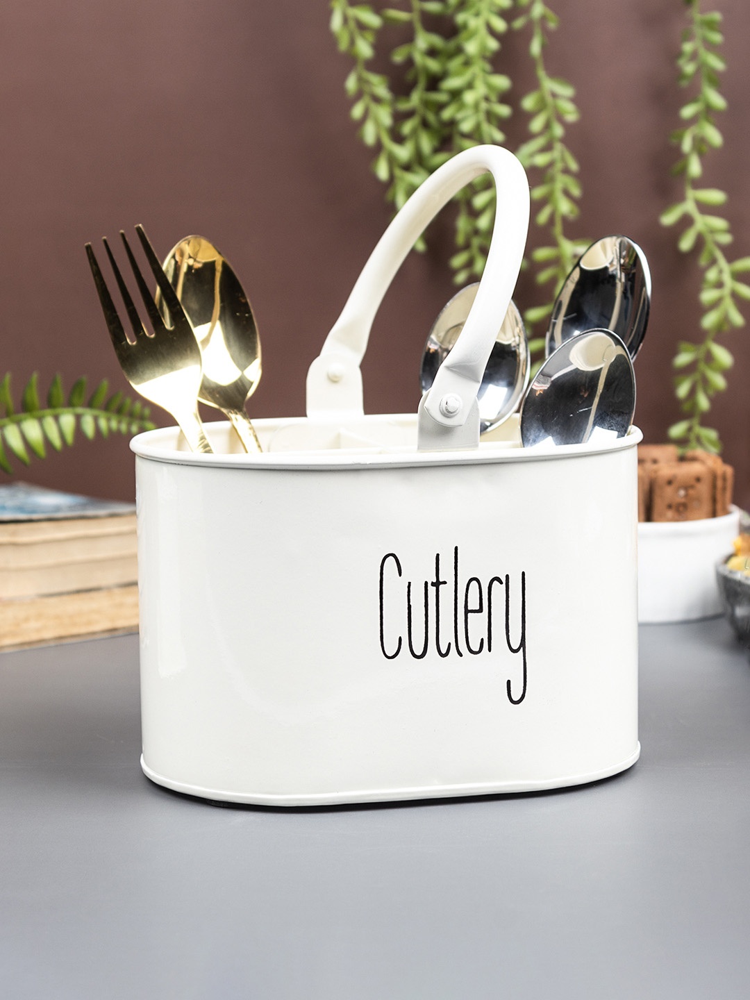 

MARKET99 Off White Printed Cutlery Holder