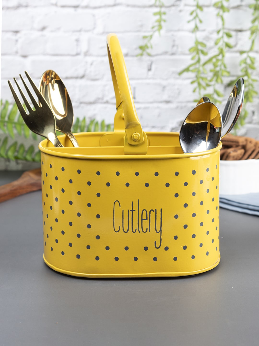 

MARKET99 Yellow & Black Printed Cutlery Holder