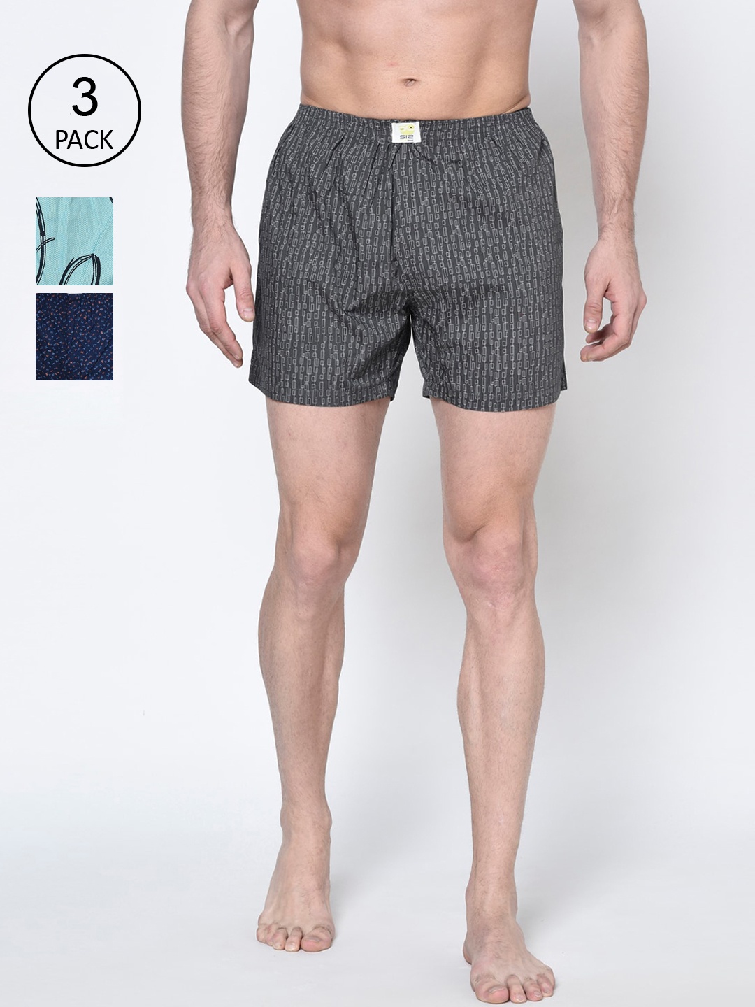 

SI2 SLIP IN 2 Men Pack of 3 Pure Cotton Boxers, Navy blue