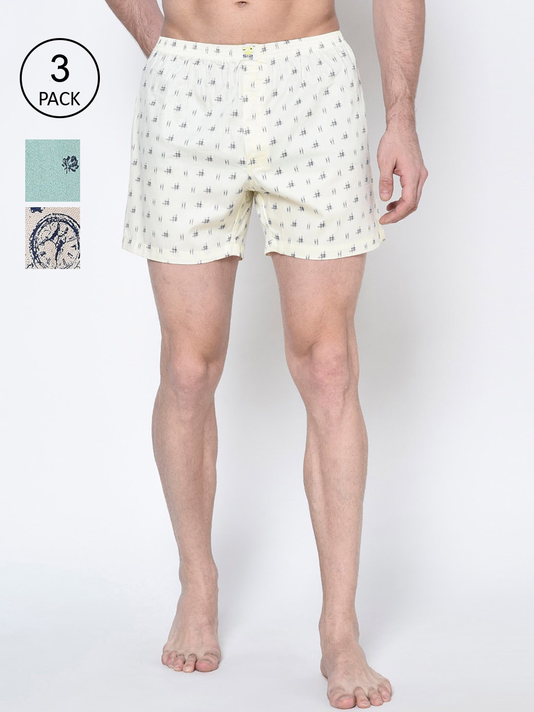 

SI2 SLIP IN-2 Men Pack of 3 Printed Boxers BOXER101-538-108-540-102-544-106, Green