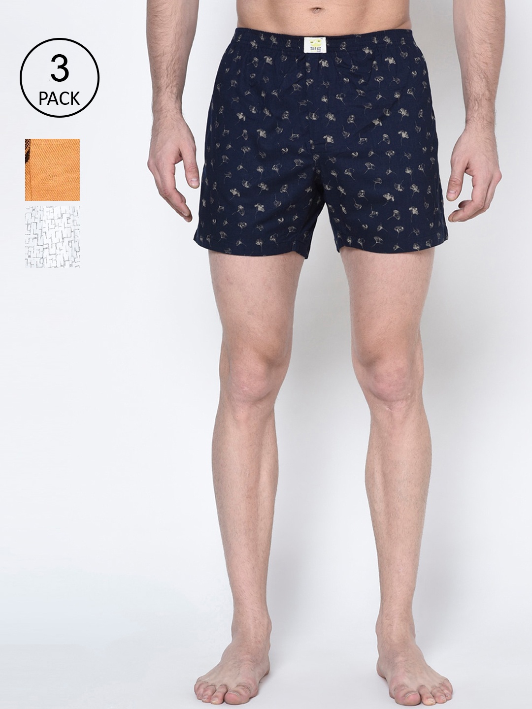 

SI2 SLIP IN 2 Men Pack Of 3 Printed Pure Cotton Boxers, White