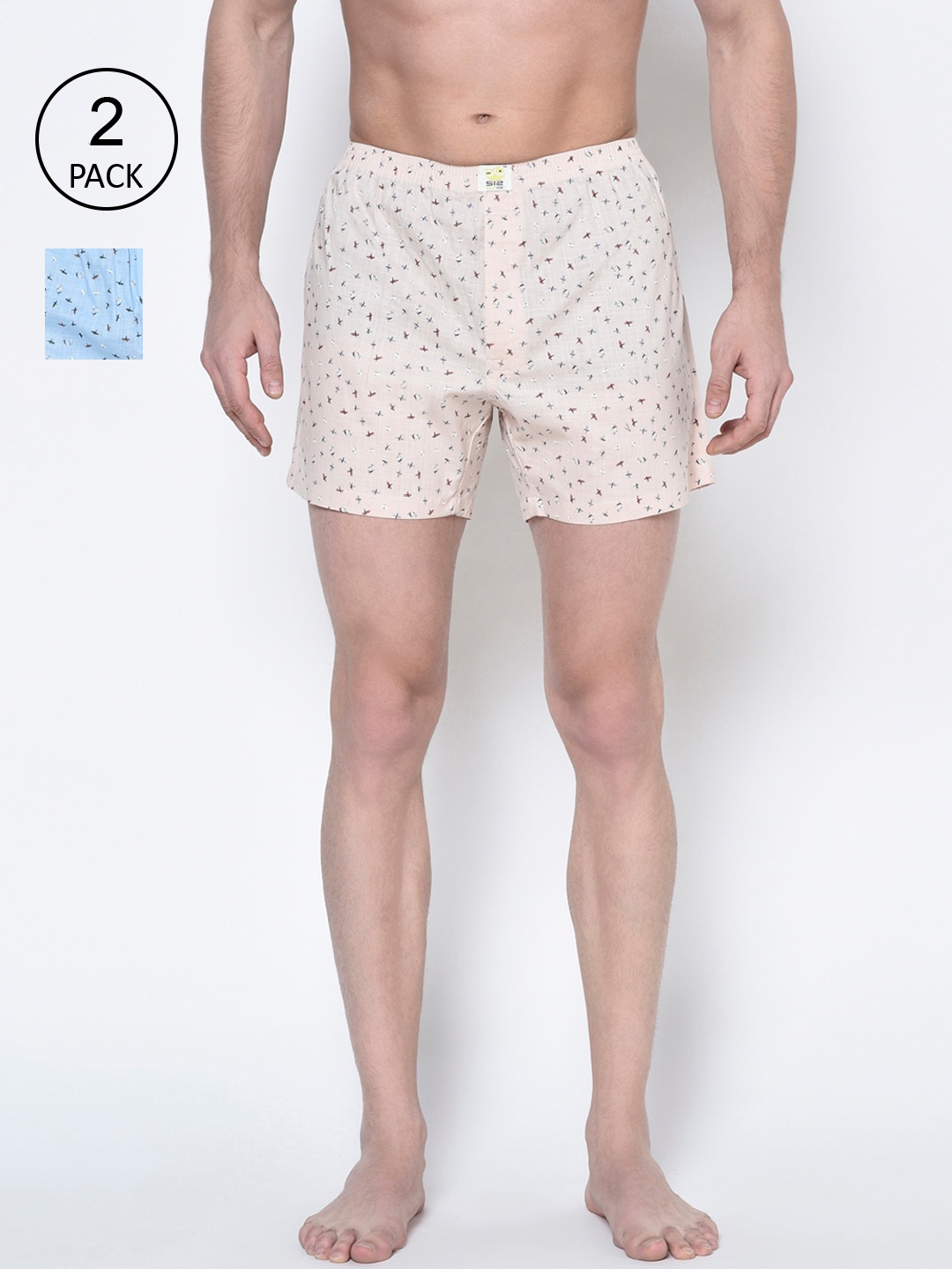 

SI2 SLIP IN 2 Men Pack Of 2 Printed Pure Cotton Boxers, Peach