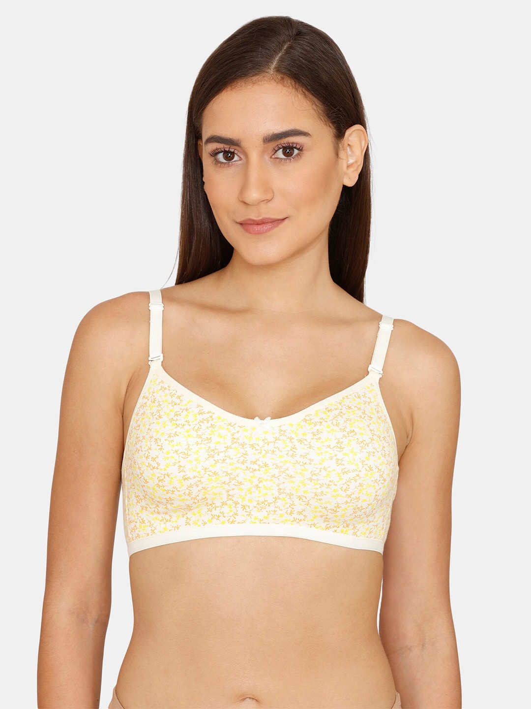 

Rosaline by Zivame Yellow & White Floral All Day Comfort T-Shirt Bra