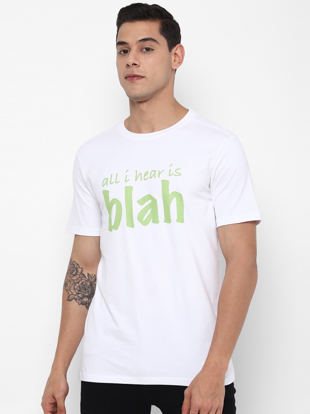 

FOREVER 21 Men White Typography Printed T-shirt