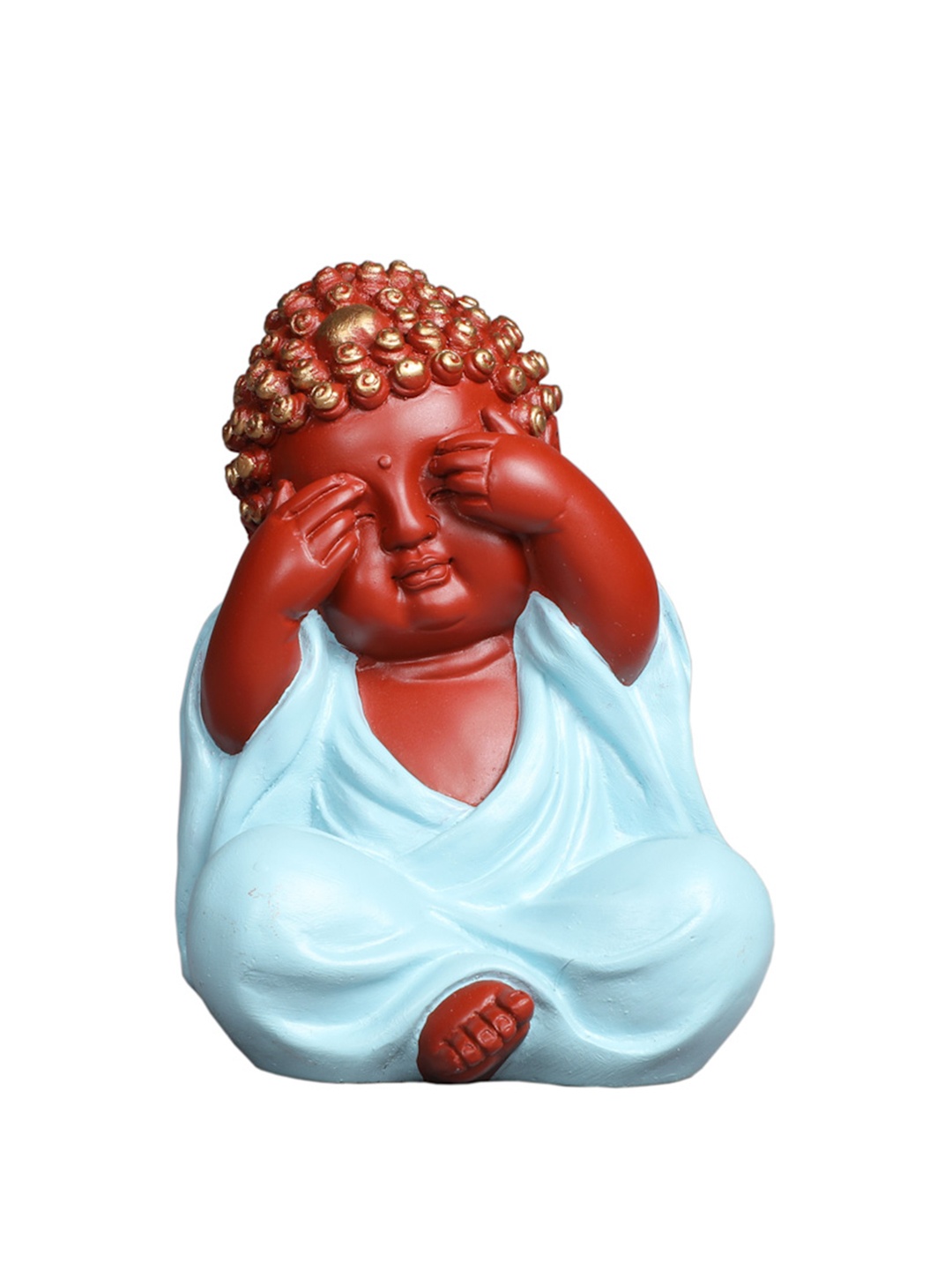 

TANSHA QUO Red & Blue Monk Buddha Figurine Showpiece