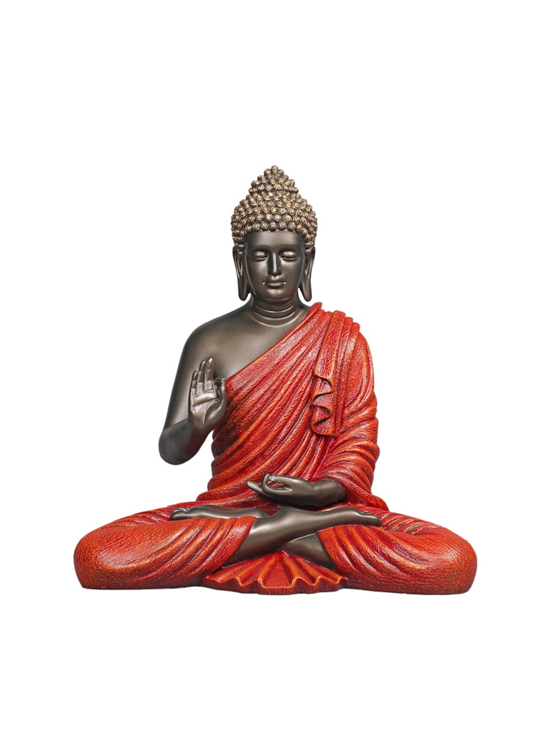 

TANSHA QUO Bronze-Toned & Red Blessing Buddha Showpiece