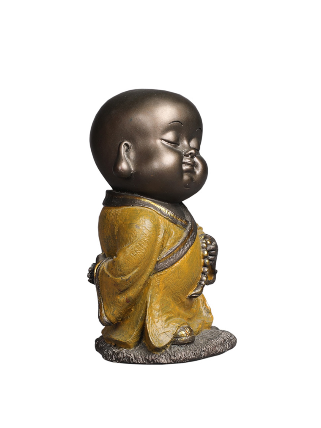 

TANSHA QUO Brown & Yellow Attitude Monk Mala In Left Figurine Showpiece