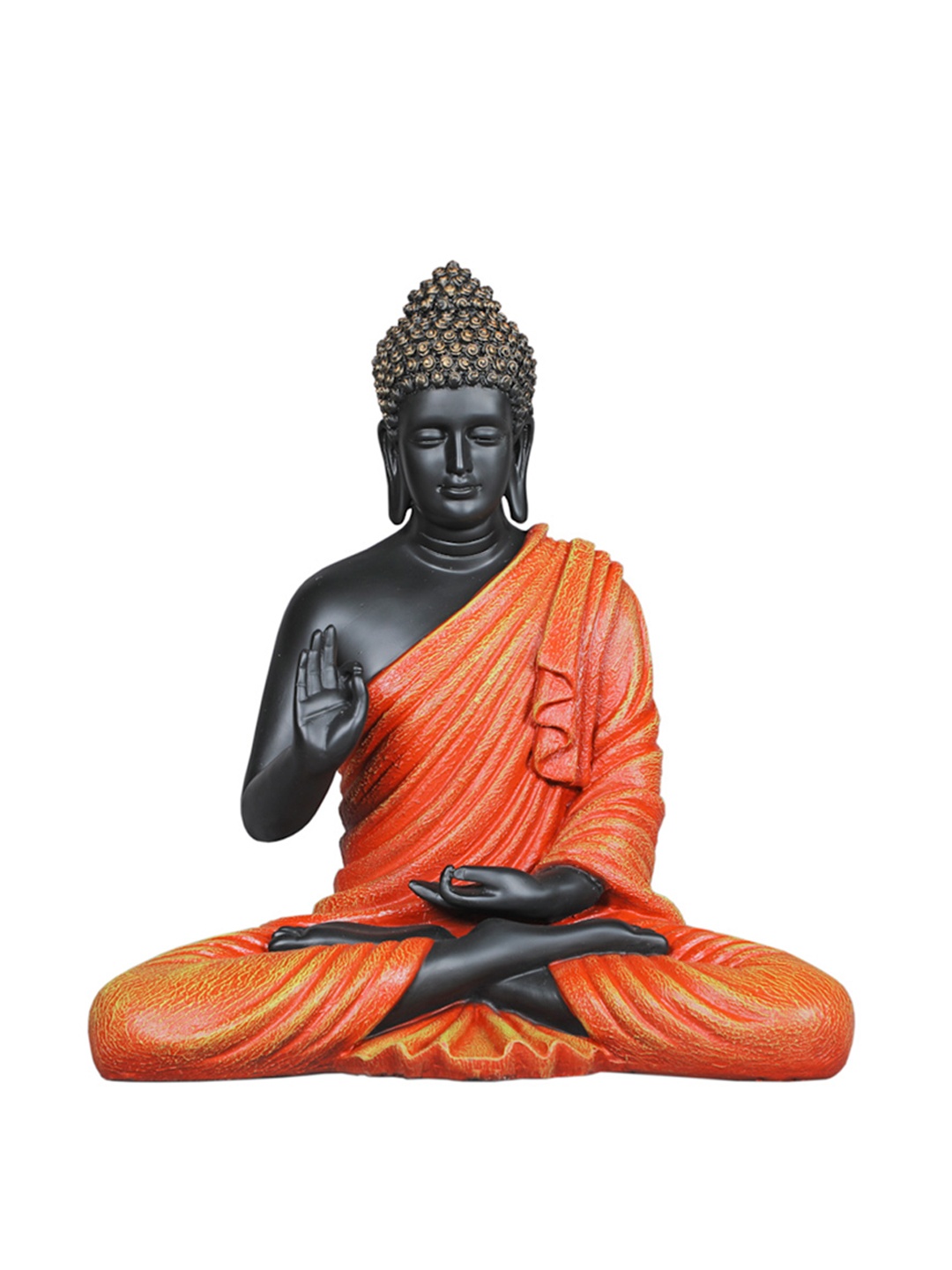 

TANSHA QUO Black & Orange Polyresin Blessing Buddha Showpieces