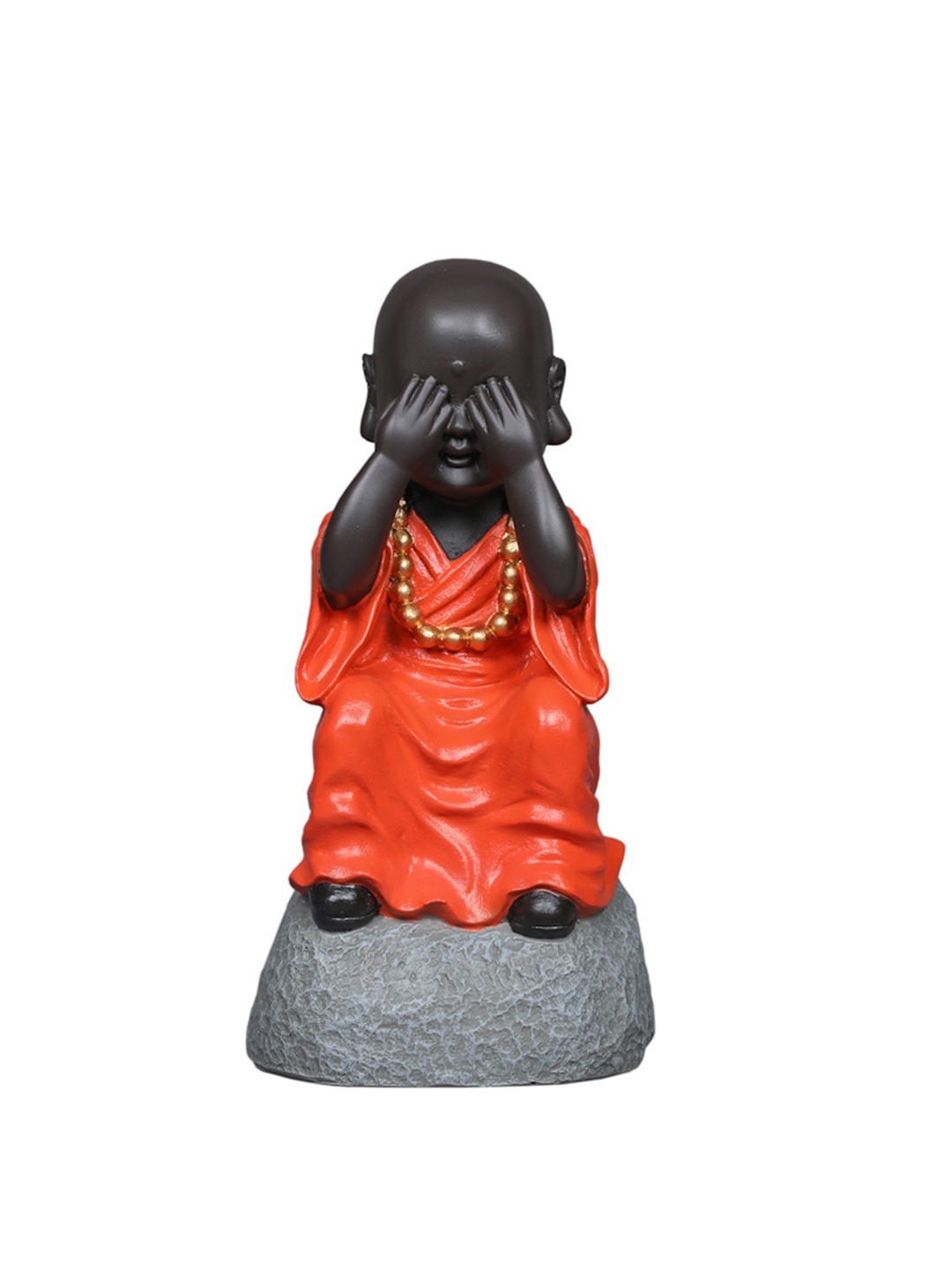 

TANSHA QUO Black & Orange Polyresin Tatva Monk Showpieces