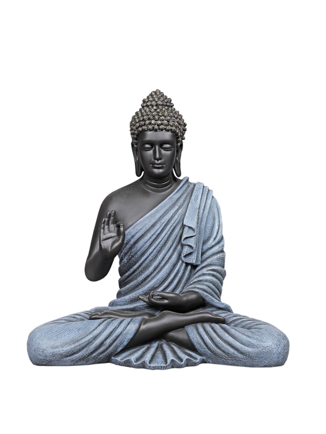 

TANSHA QUO Black & Light Blue Polyresin Blessing Buddha Showpiece