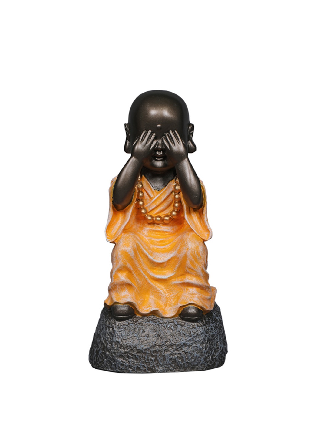 

TANSHA QUO Black & Yellow Tatva Monk Polyresin Decorative Showpieces