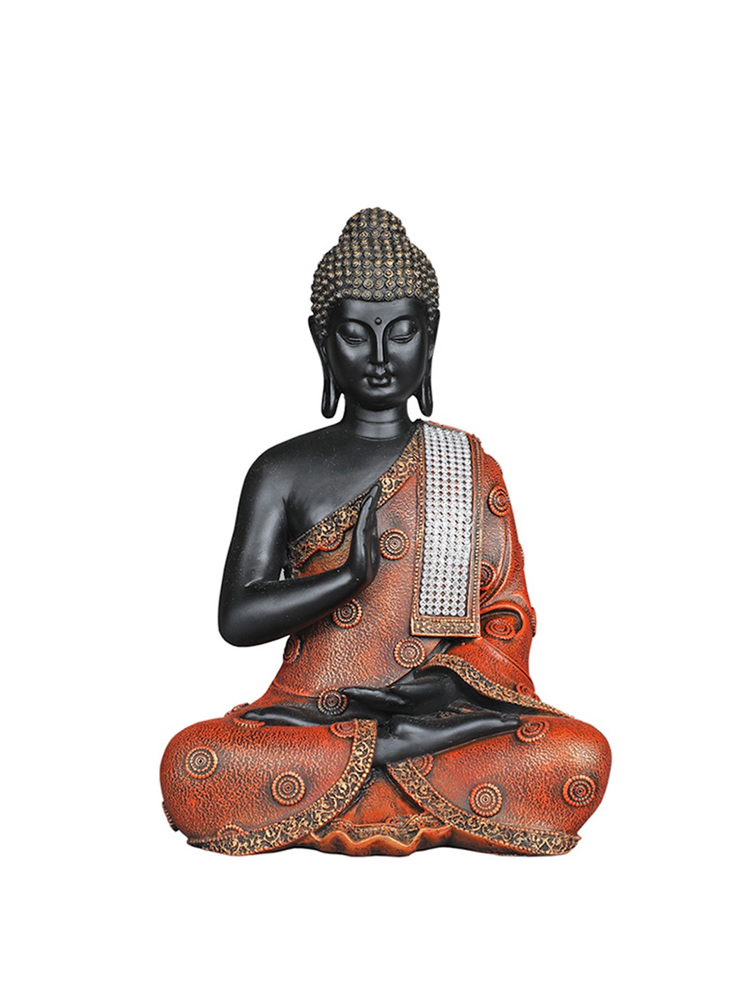 

TANSHA QUO Orange & Black Blessing Buddha Decorative Showpiece