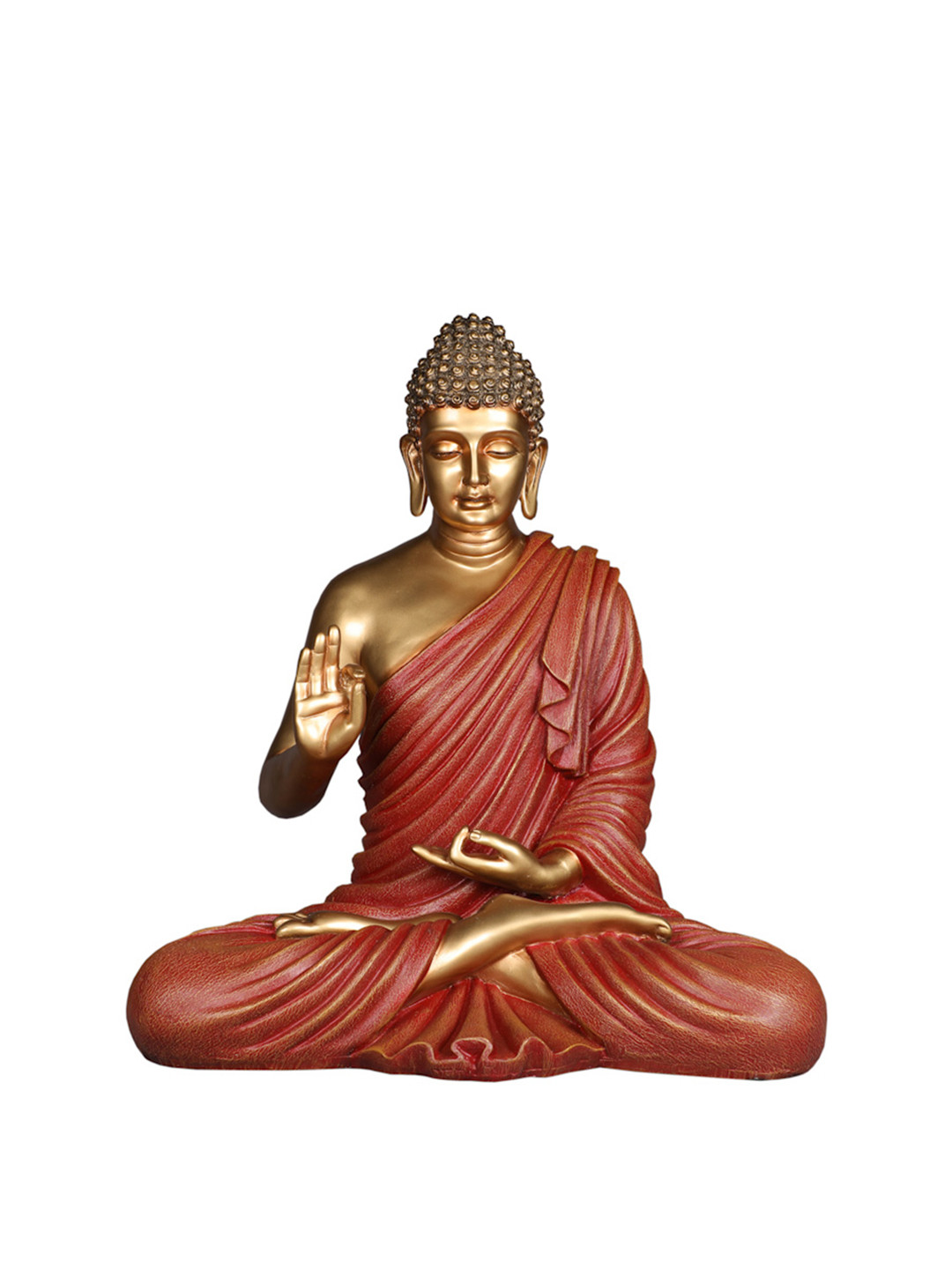 

TANSHA QUO Gold-Toned & Red Blessing Lord Buddha Idol Showpiece