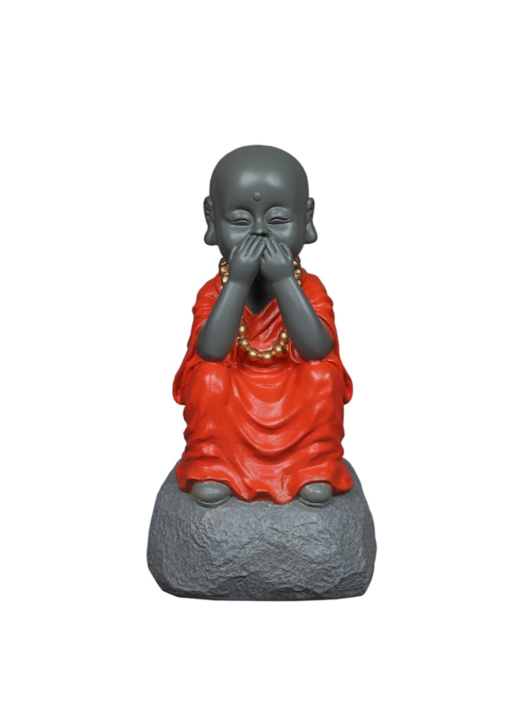 

TANSHA QUO Orange & Grey Polyresin Monk Showpiece